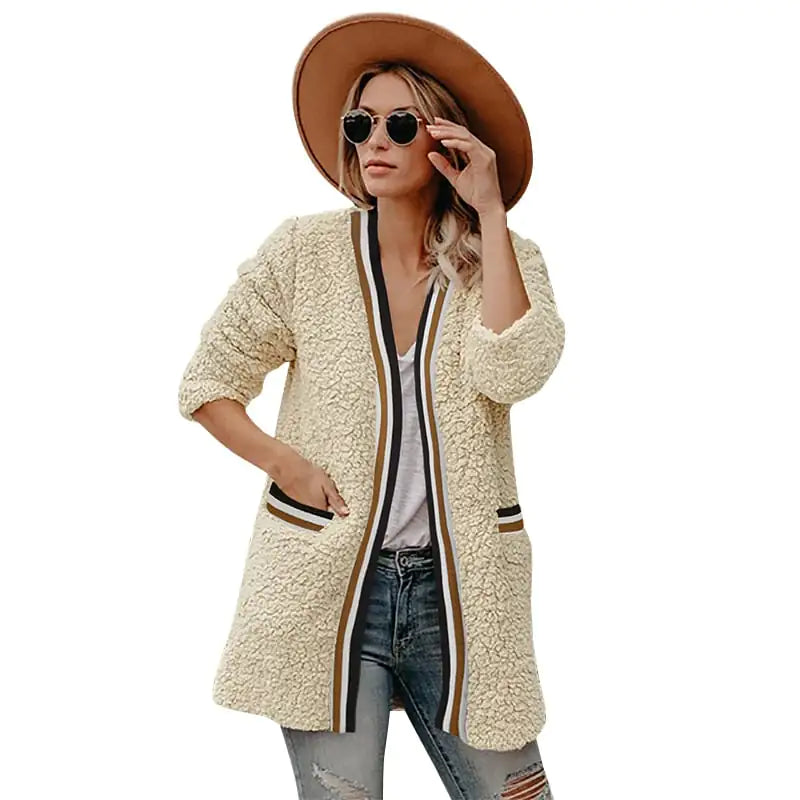 Mid-Length Temperament Plush Coat