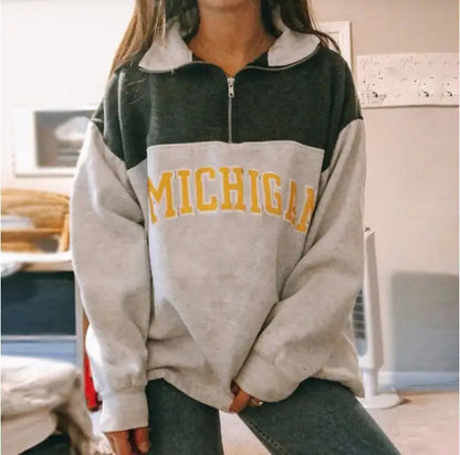 Women's Long Sleeve Zip Print Sweatshirt