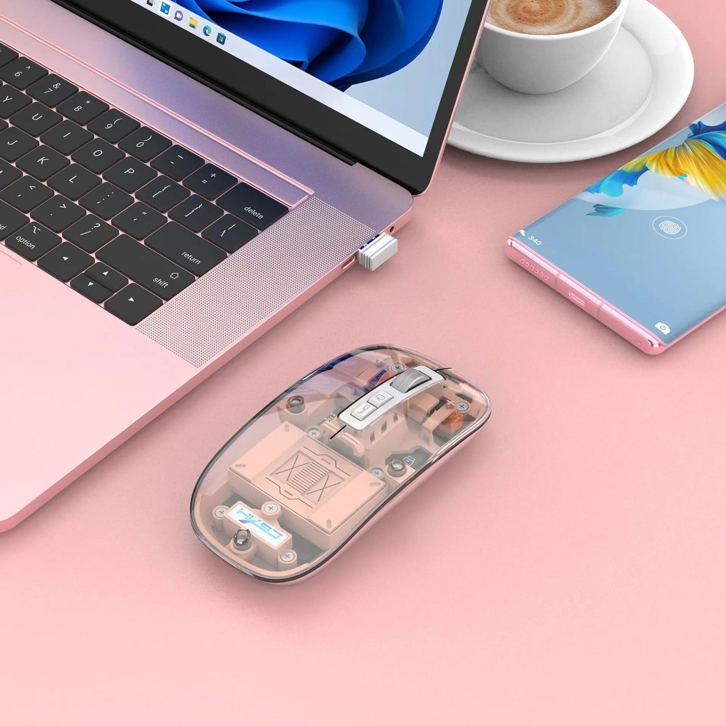 2.4G Wireless Mouse with Transparent Shell and 2400DPI