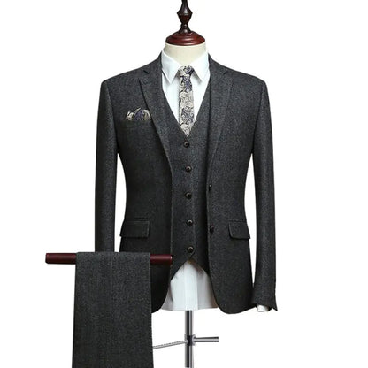 Men's Wool Tweed Tuxedo and Suit Set
