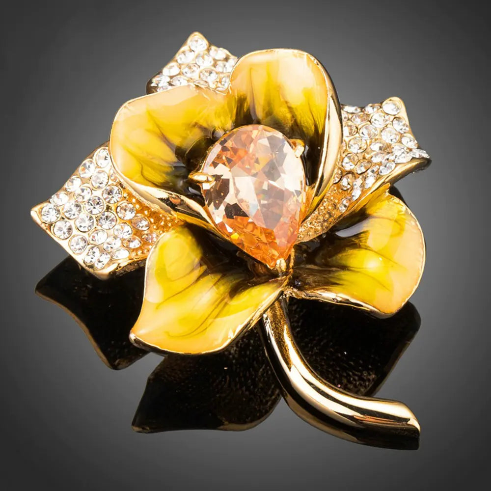 Korean Style Rhinestone Flower Brooch for Weddings