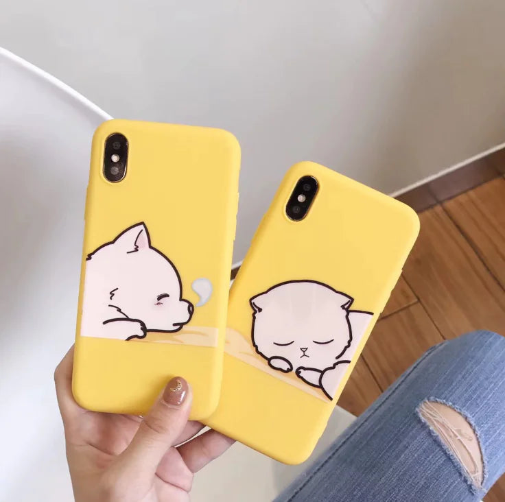 Cat Phone Case, Yellow Apple Phone Cover