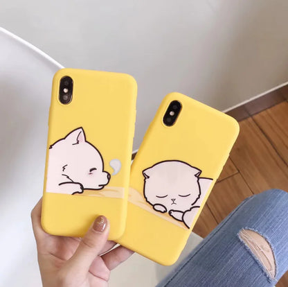 Cat Phone Case, Yellow Apple Phone Cover