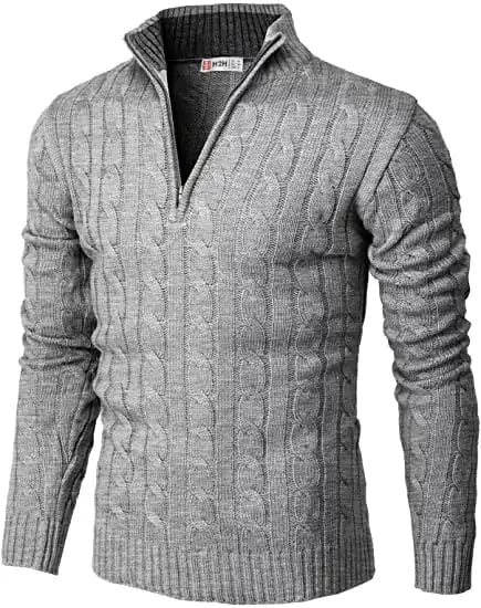 Casual Slim Long Sleeve Knitted Zip Sweater