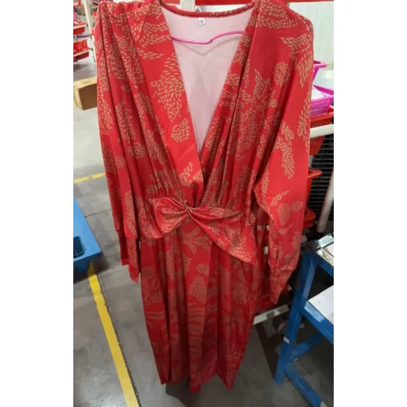 Summer Nine-quarter Sleeve V-neck Painted Dress