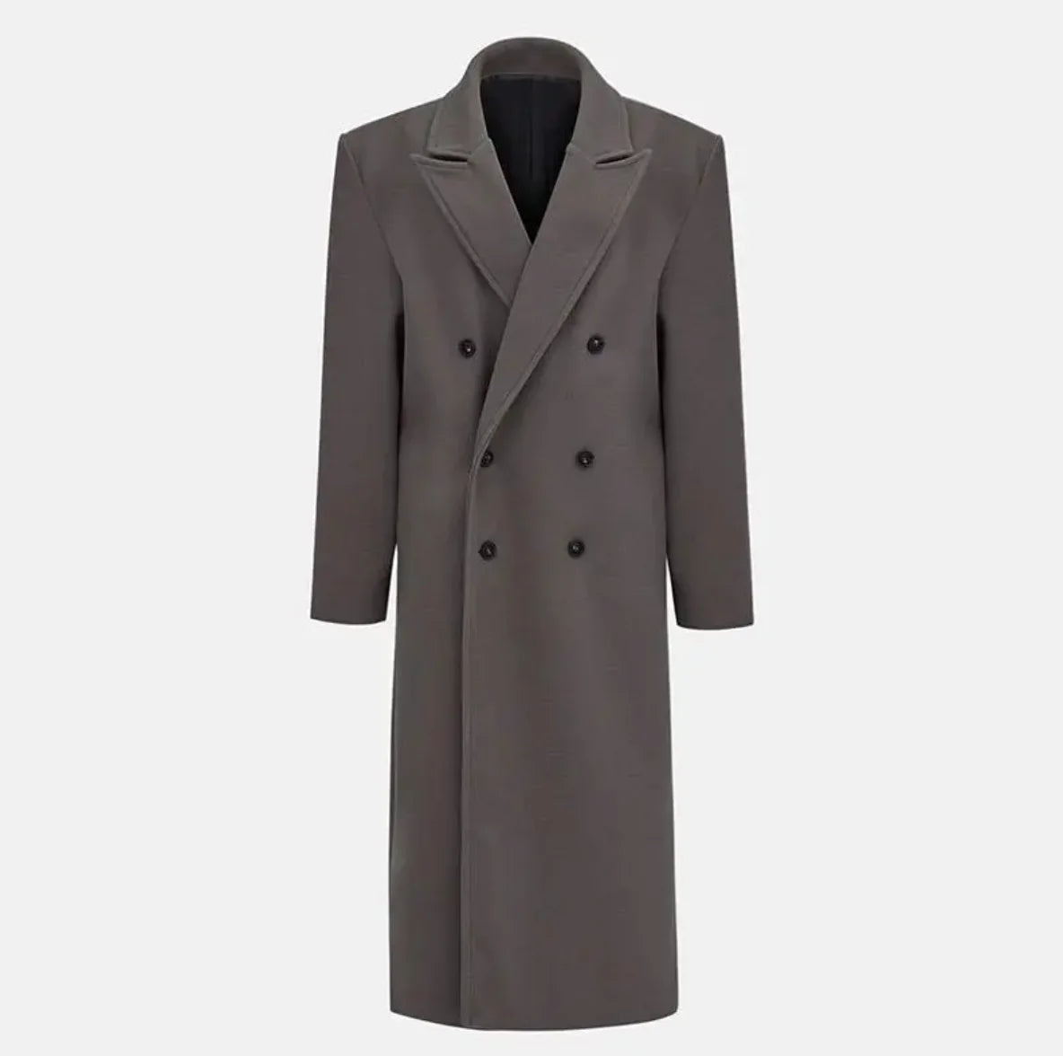 Wool Blend Suit Collar Long Coat