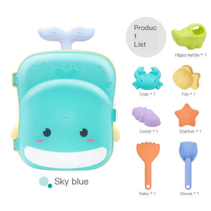 Kids' Beach Toy Whale Suitcase Set of 8 for Sand Play