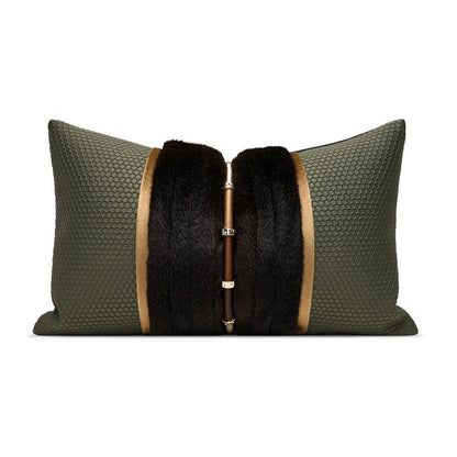 Black and Green High-End Patchwork Throw Pillow