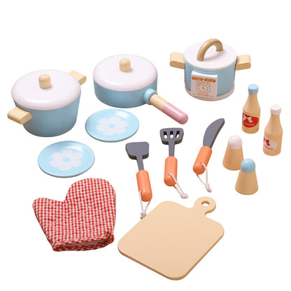 Wooden Blue Pretend Play Toaster and Juicer Set