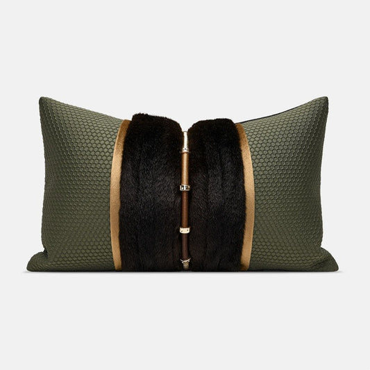 Black and Green High-End Patchwork Throw Pillow