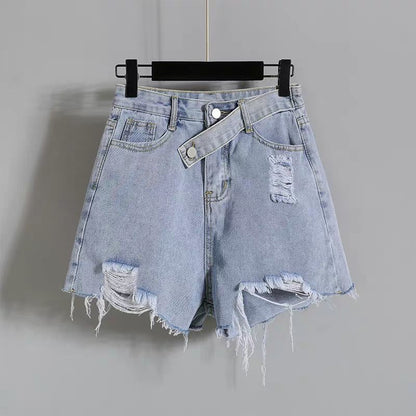 Versatile Youthful T-Shirt and Denim Shorts Set