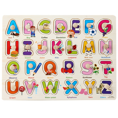 Montessori Wooden Puzzle Set for Kids with Letters & Shapes
