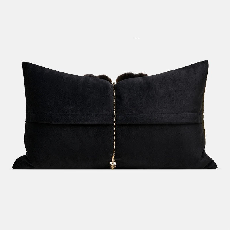 Black and Green High-End Patchwork Throw Pillow