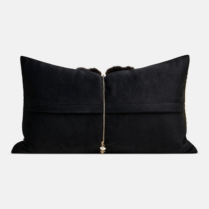 Black and Green High-End Patchwork Throw Pillow