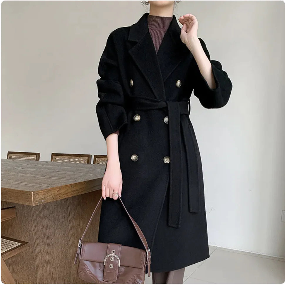 Women's Reversible Wool Tweed Coat with Suit Collar