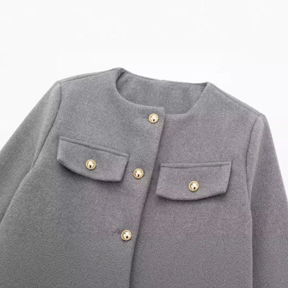 Fashion Casual Flip Trim Short Coat