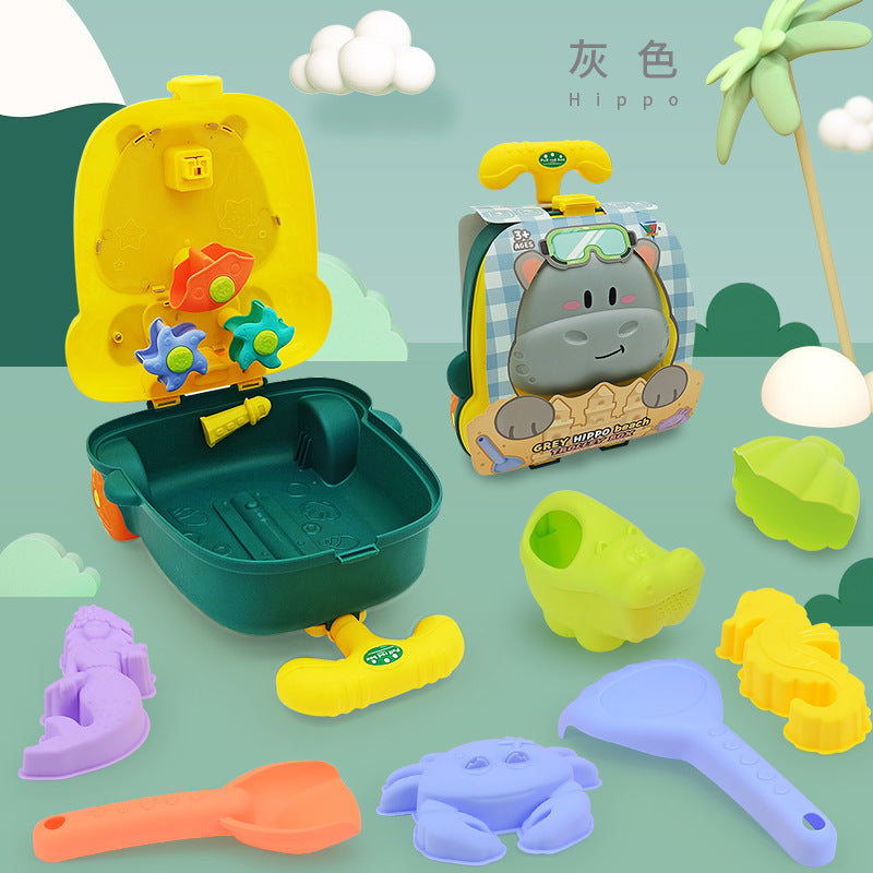 Kids' Beach Toy Whale Suitcase Set of 8 for Sand Play