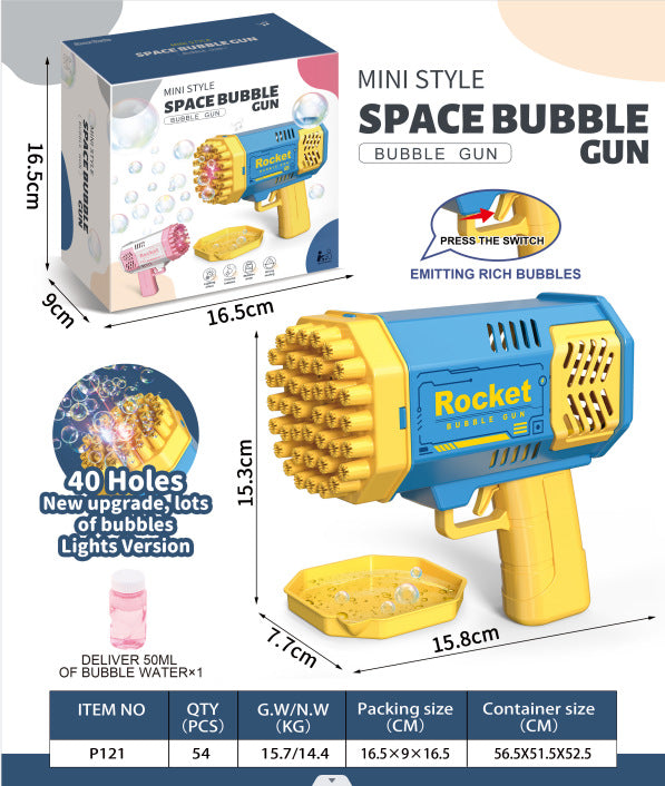 40-Hole Automatic Light-Up Bubble Machine for Outdoors