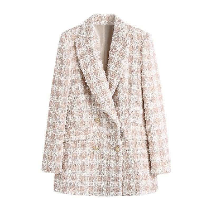 Chic Tweed Double-Breasted Jacket and Shorts Set