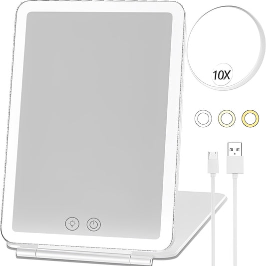 Portable Rechargeable LED Square Mirror for Cosmetics