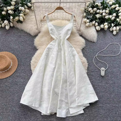 Jacquard High-Waist Slip Dress