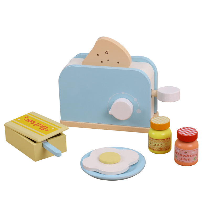 Wooden Blue Pretend Play Toaster and Juicer Set