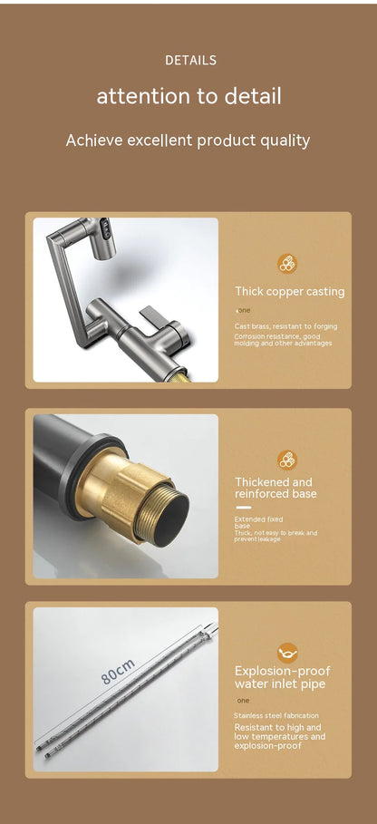 Rotating Digital Display Pull-Out Faucet