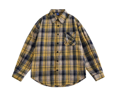 Plaid Wool Coat - Thick Outerwear