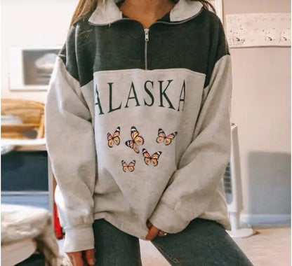 Women's Long Sleeve Zip Print Sweatshirt