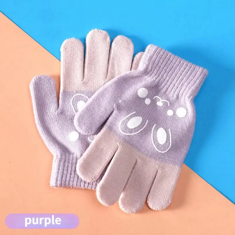 Cute Cartoon Knitted Gloves for Kids - Warm Mittens