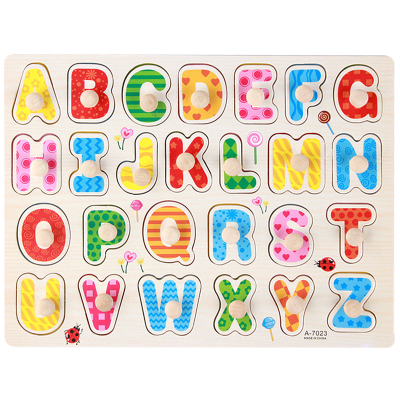 Montessori Wooden Puzzle Set for Kids with Letters & Shapes
