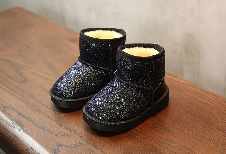 Kids' Sequin Winter Snow Boots - Warm & Stylish