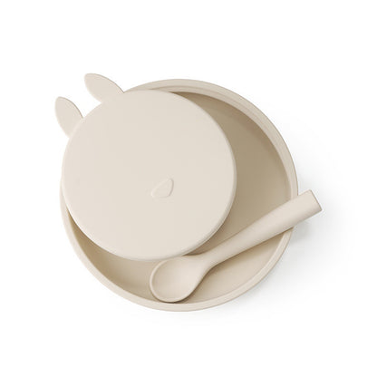 Silicone Baby Dinner Plate and Rabbit Bowl Set (3 Pieces)