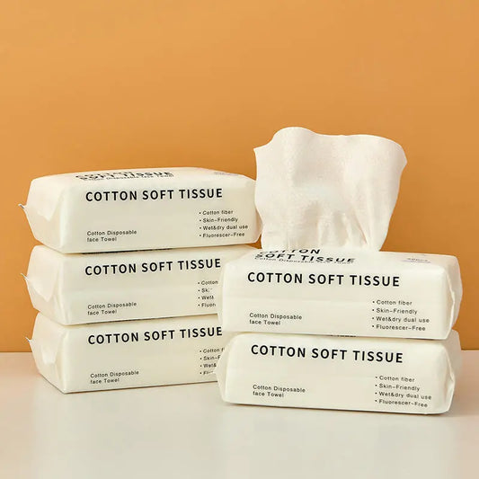 Disposable Cotton Facial Wash Towels - 50 pcs Pack