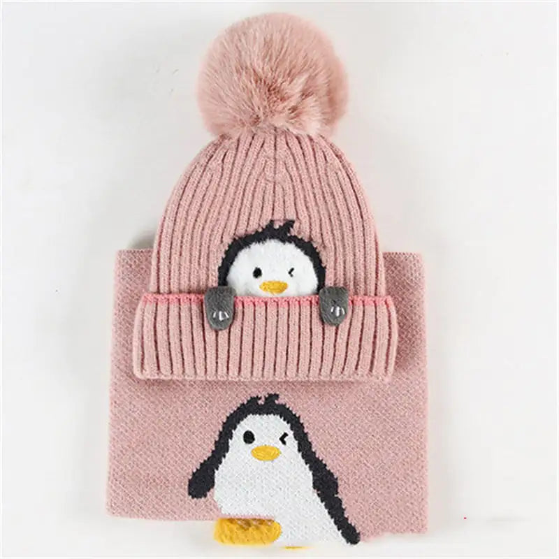 Knitted Scarf and Warm Winter Hat for Kids