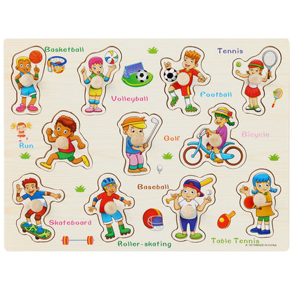 Montessori Wooden Puzzle Set for Kids with Letters & Shapes