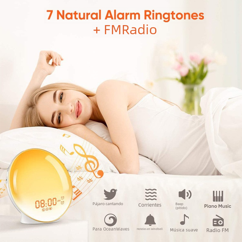 LED Sunrise Alarm Clock with Colorful Ambient Light