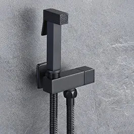 Square Black Brass Bidet Sprayer Set with Angle Valve