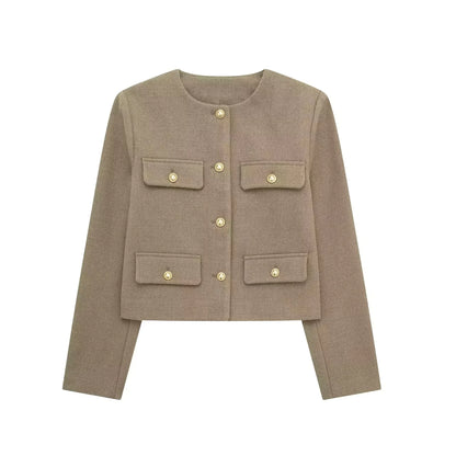 Fashion Casual Flip Trim Short Coat