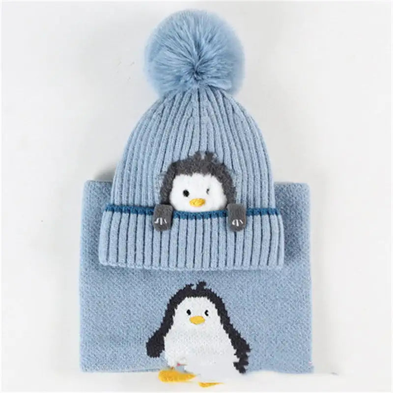 Knitted Scarf and Warm Winter Hat for Kids