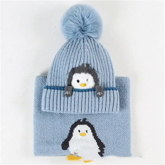 Knitted Scarf and Warm Winter Hat for Kids