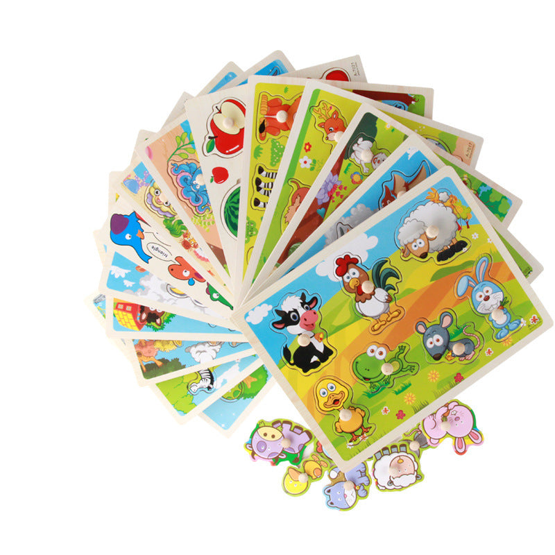 Montessori Wooden Puzzle Set for Kids with Letters & Shapes