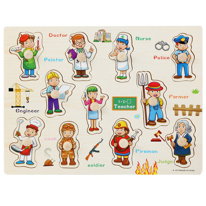 Montessori Wooden Puzzle Set for Kids with Letters & Shapes