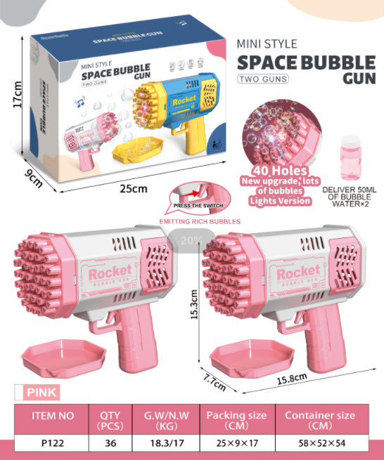 40-Hole Automatic Light-Up Bubble Machine for Outdoors