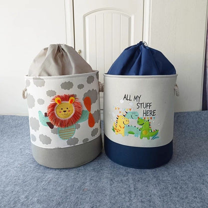 Cartoon Kids Fabric Toy Storage Basket Organizer Set
