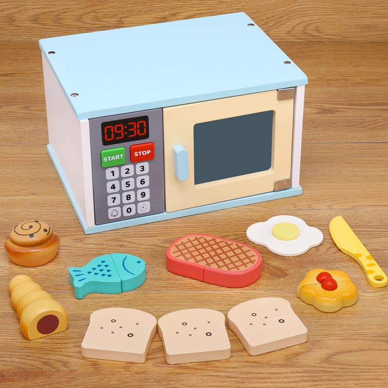 Wooden Blue Pretend Play Toaster and Juicer Set
