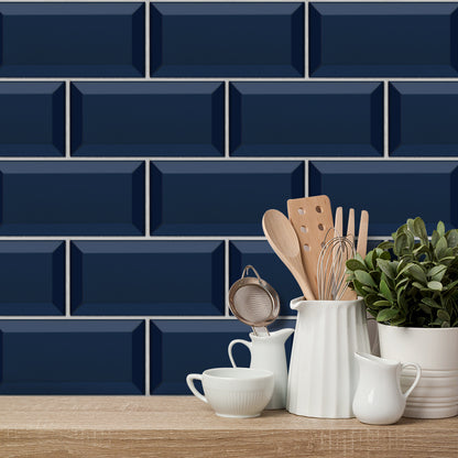 Navy Blue Brick Pattern Wall Stickers for Bathroom