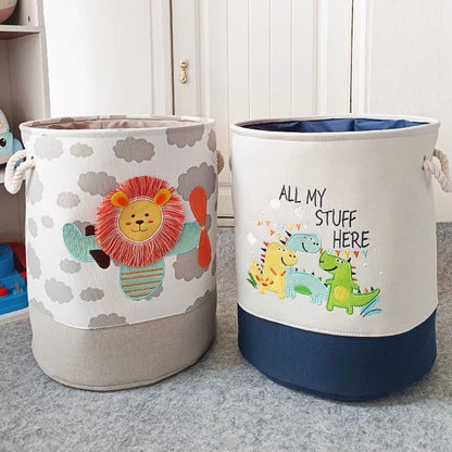 Cartoon Kids Fabric Toy Storage Basket Organizer Set