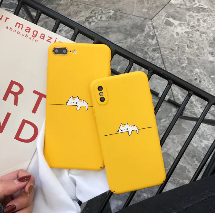 Cat Phone Case, Yellow Apple Phone Cover
