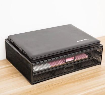 Metal Mesh Monitor Stand and Laptop Holder Storage